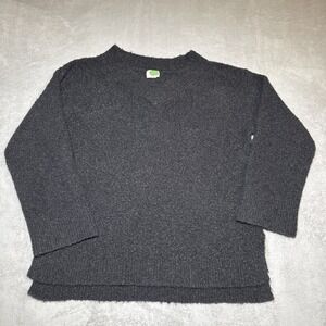 BY ANTHROPOLOGIE Gray Chunky Wool Alpaca Blend V-Neck Sweater Size Large